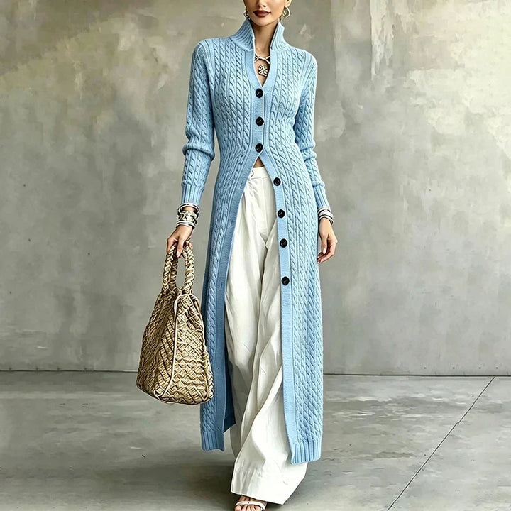 Queenie - Langer Kabelstrick-Cardigan