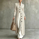 Queenie - Langer Kabelstrick-Cardigan