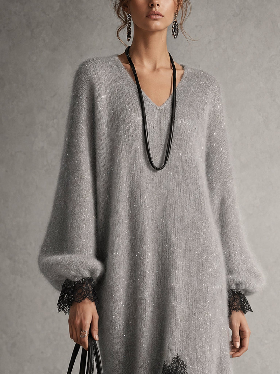 Jiska - Midikleid mit Spitzenbesatz