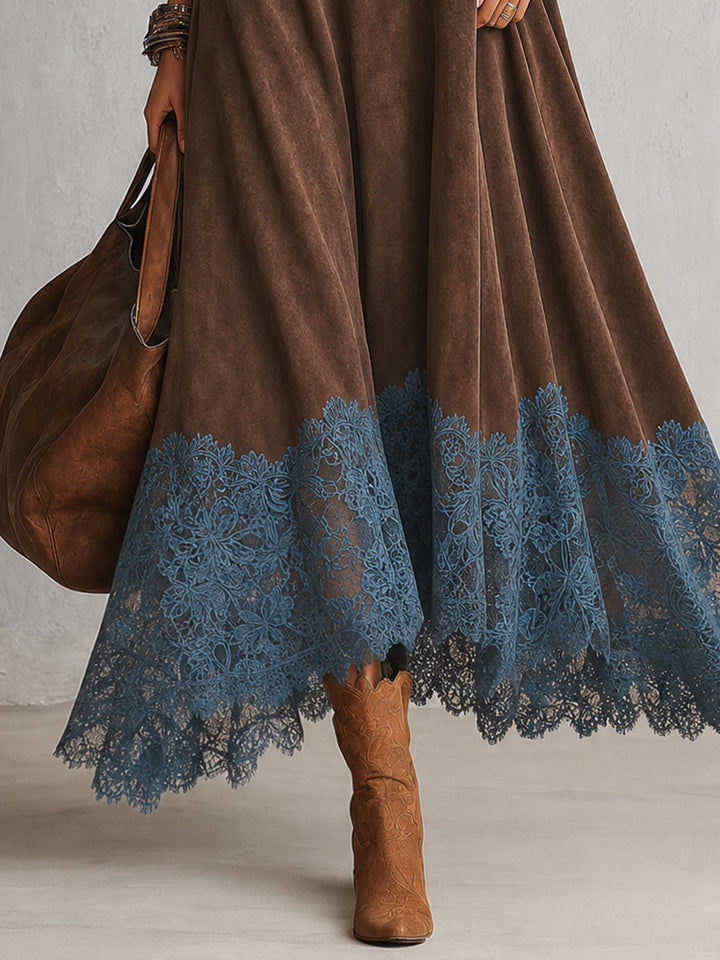 Gretta - Maxikleid mit weichem Griff und Spitzenbesatz