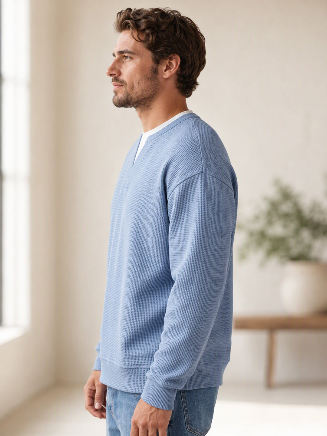 Oswald - Langarmshirt mit Waffelstruktur