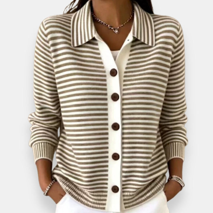 Celene - Gestreifter Feinstrick-Cardigan