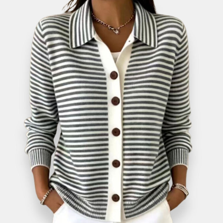 Celene - Gestreifter Feinstrick-Cardigan