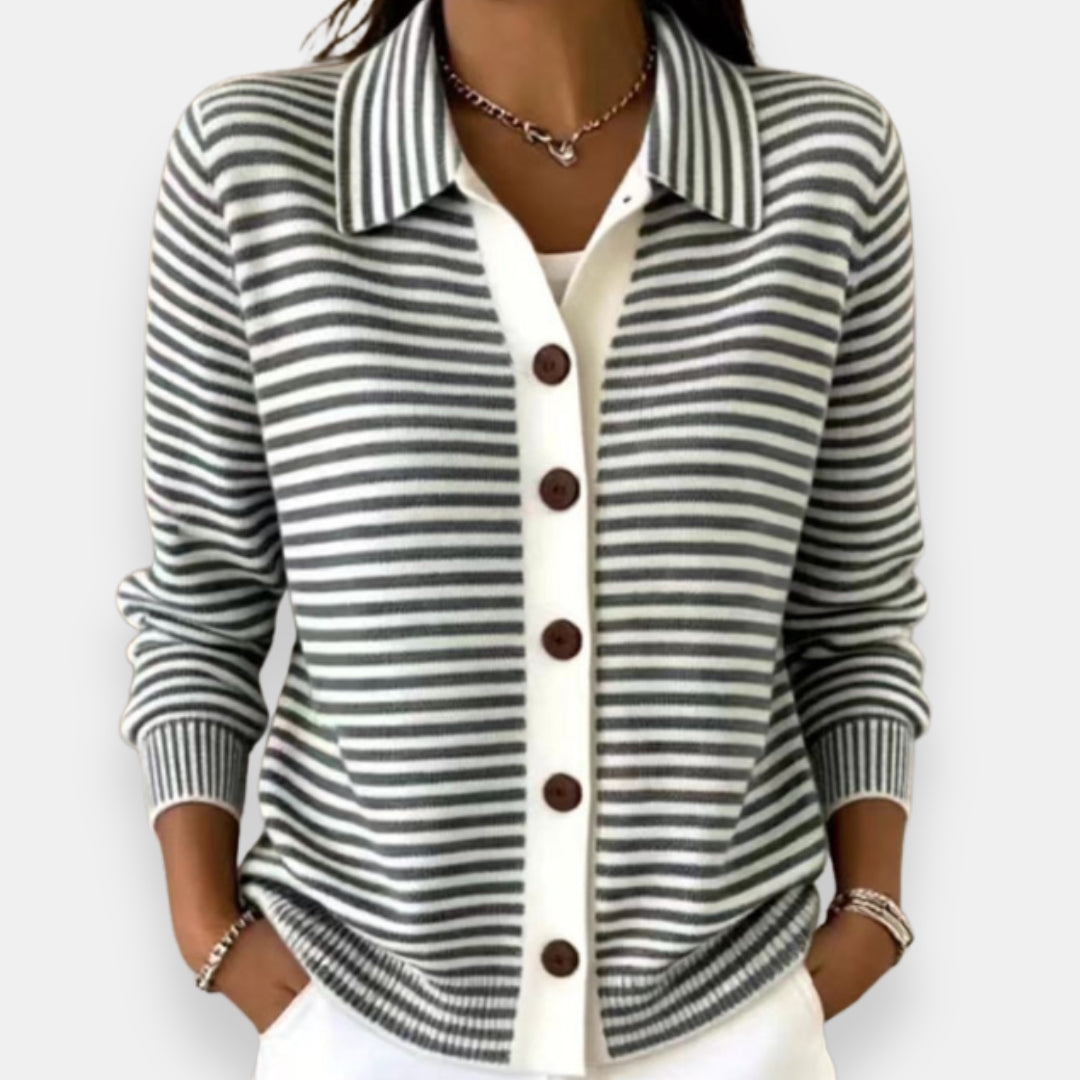 Yola - Gestreifter Cardigan mit Knopfleiste