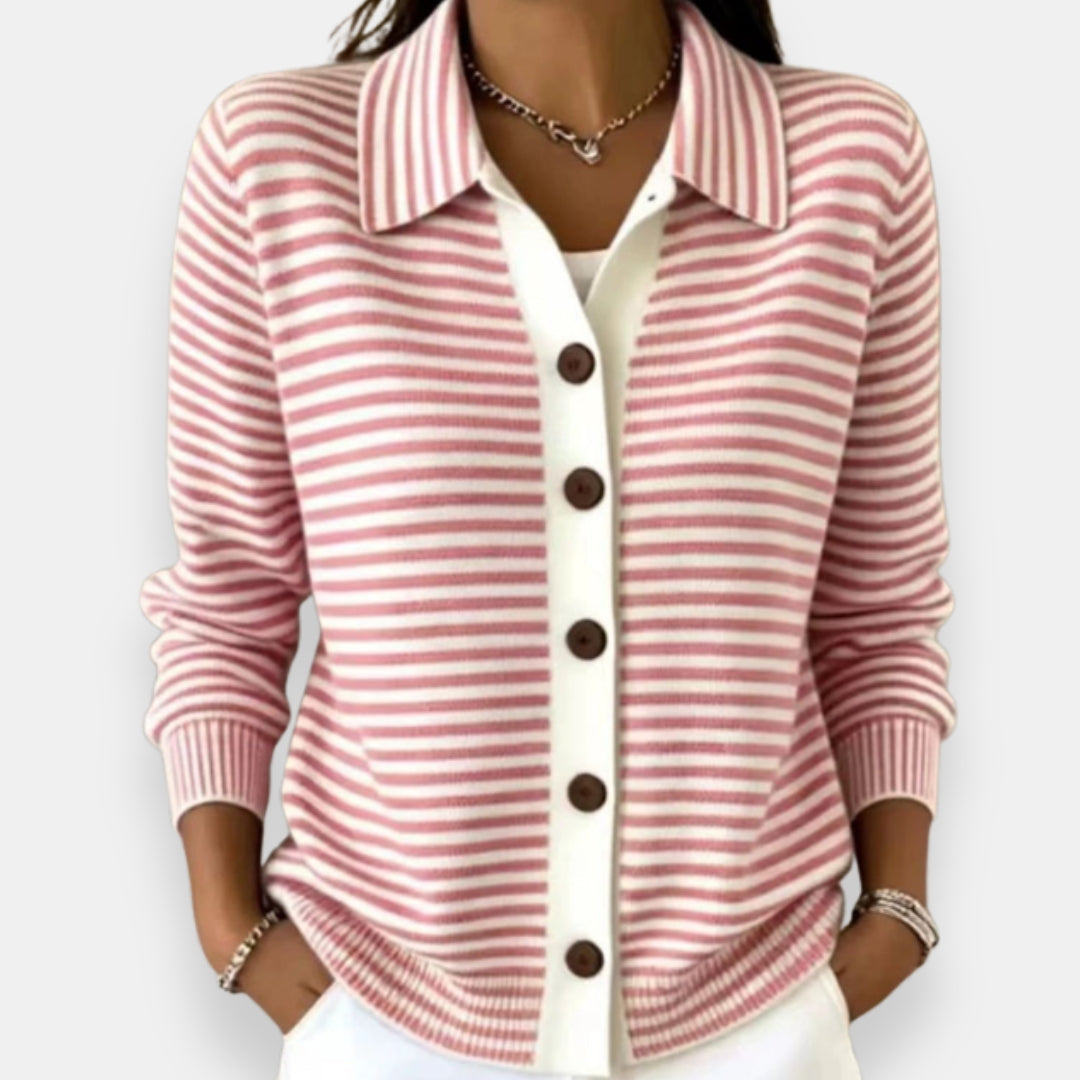 Celene - Gestreifter Feinstrick-Cardigan