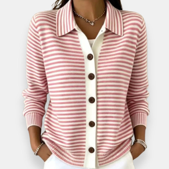 Celene - Gestreifter Feinstrick-Cardigan