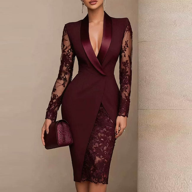 Menna - Elegantes Midikleid mit Spitzenärmeln