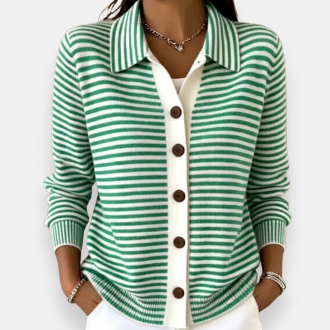 Yola - Gestreifter Cardigan mit Knopfleiste