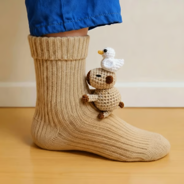Chiara - Gestrickte Socken mit Tiermotiv