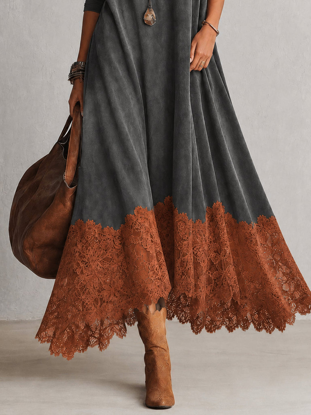Pamina - A-Linien-Kleid mit Spitzeneinsatz