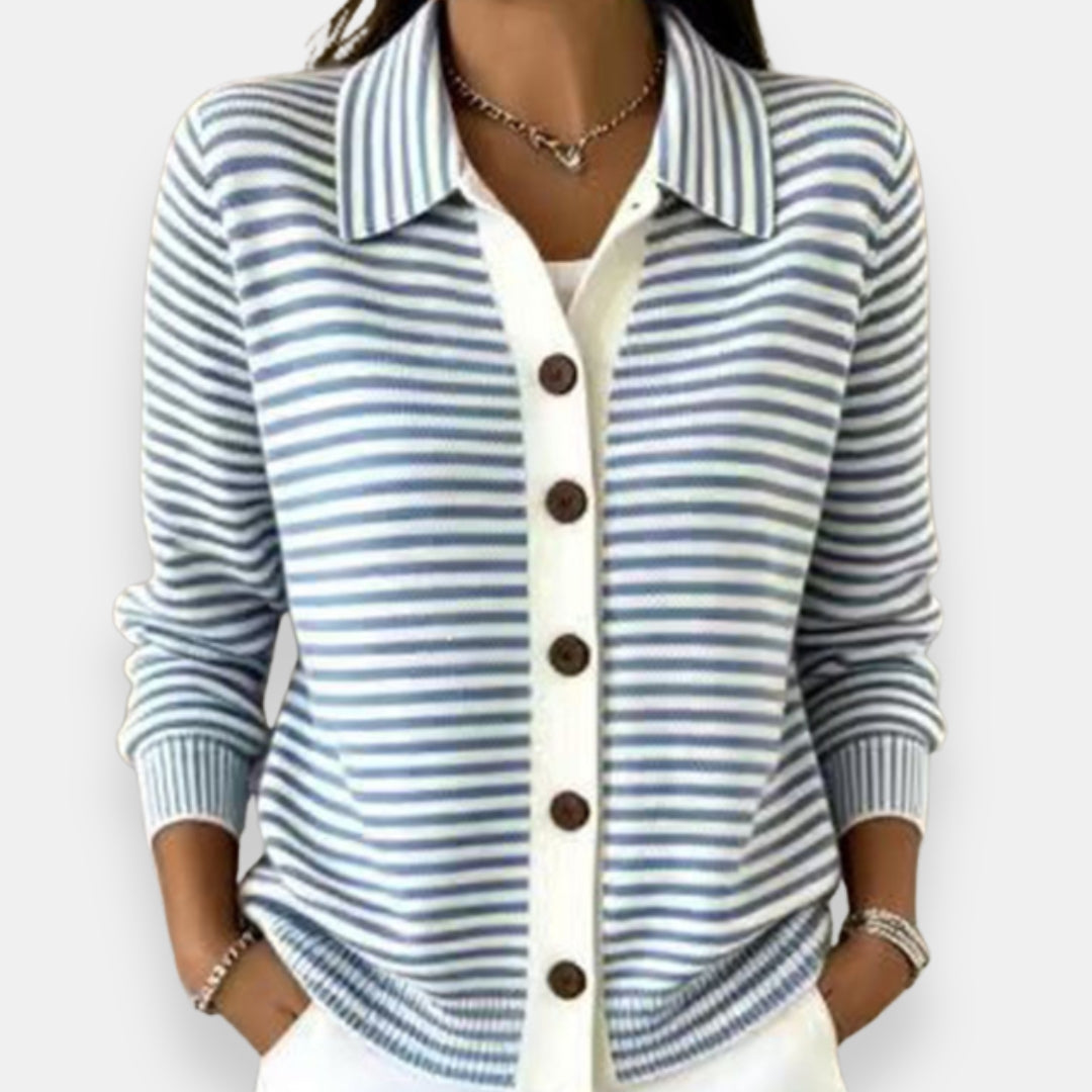 Celene - Gestreifter Feinstrick-Cardigan