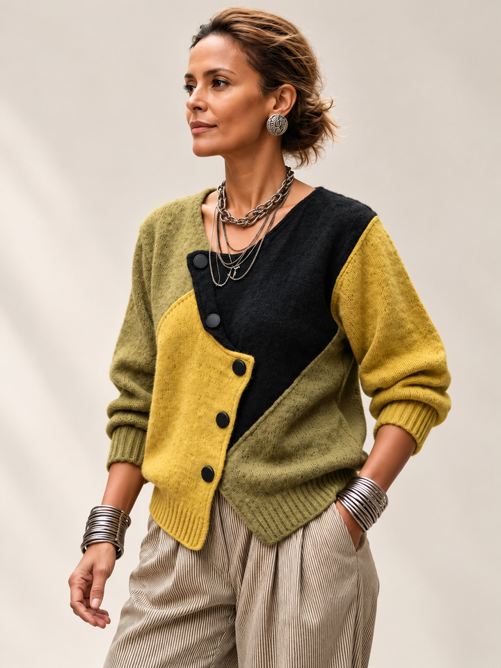 Ismay - Asymmetrischer Cardigan mit Knopfleiste