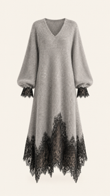 Jiska - Midikleid mit Spitzenbesatz