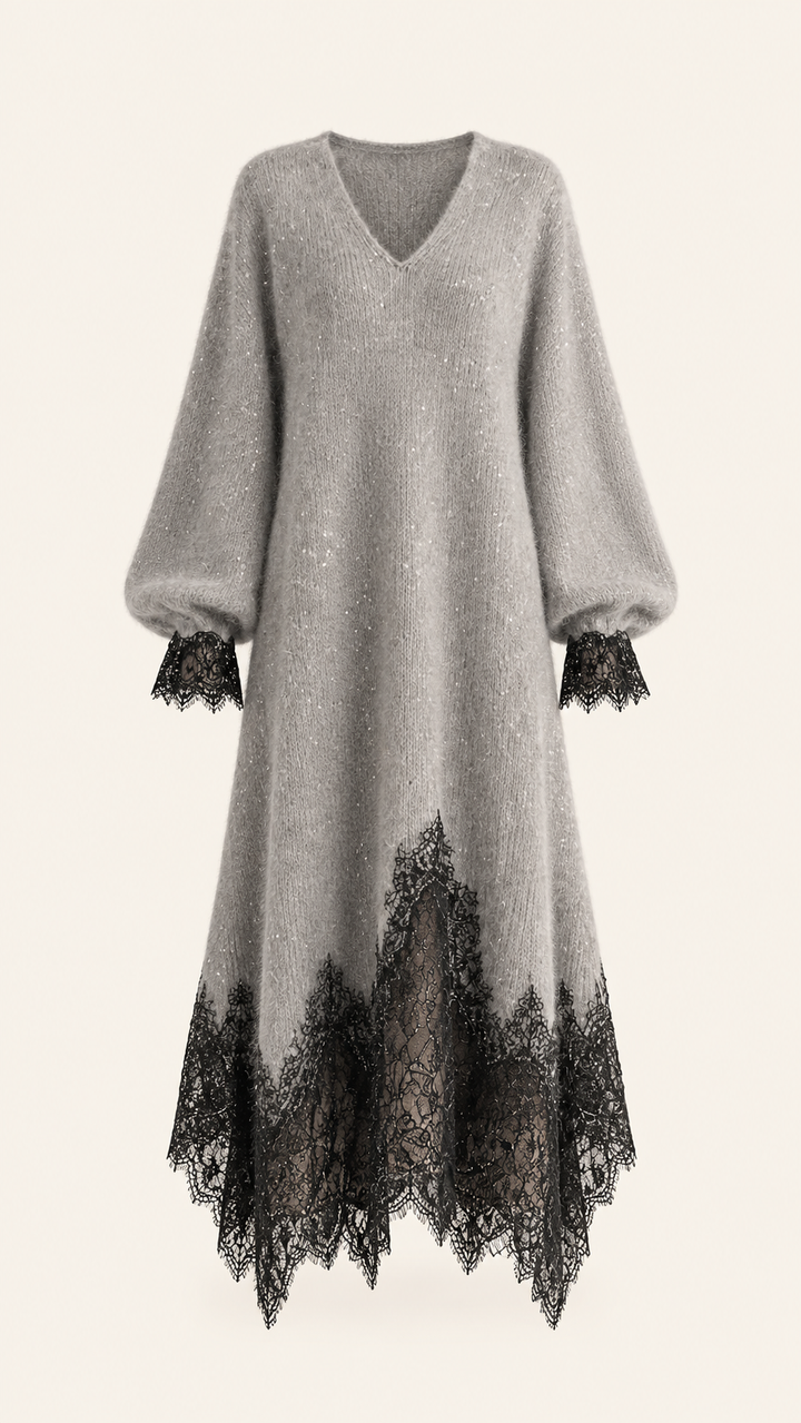Jiska - Midikleid mit Spitzenbesatz