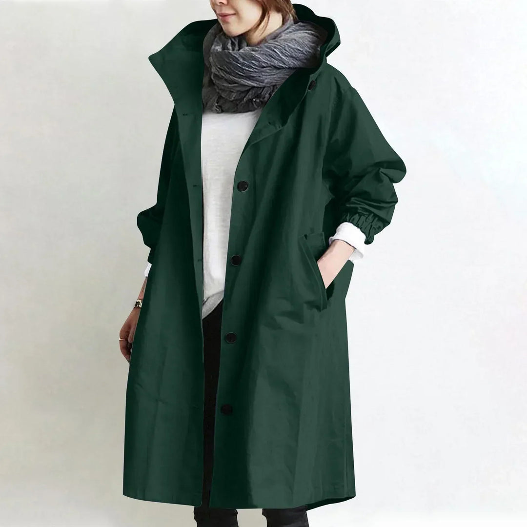 Yelina - langer Trenchcoat mit Kapuze