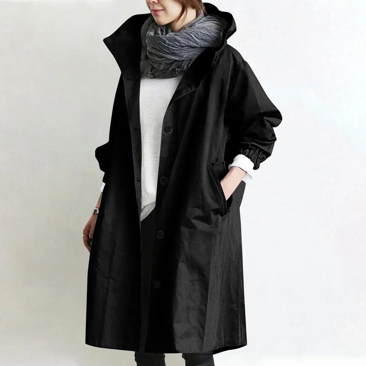 Yelina - langer Trenchcoat mit Kapuze