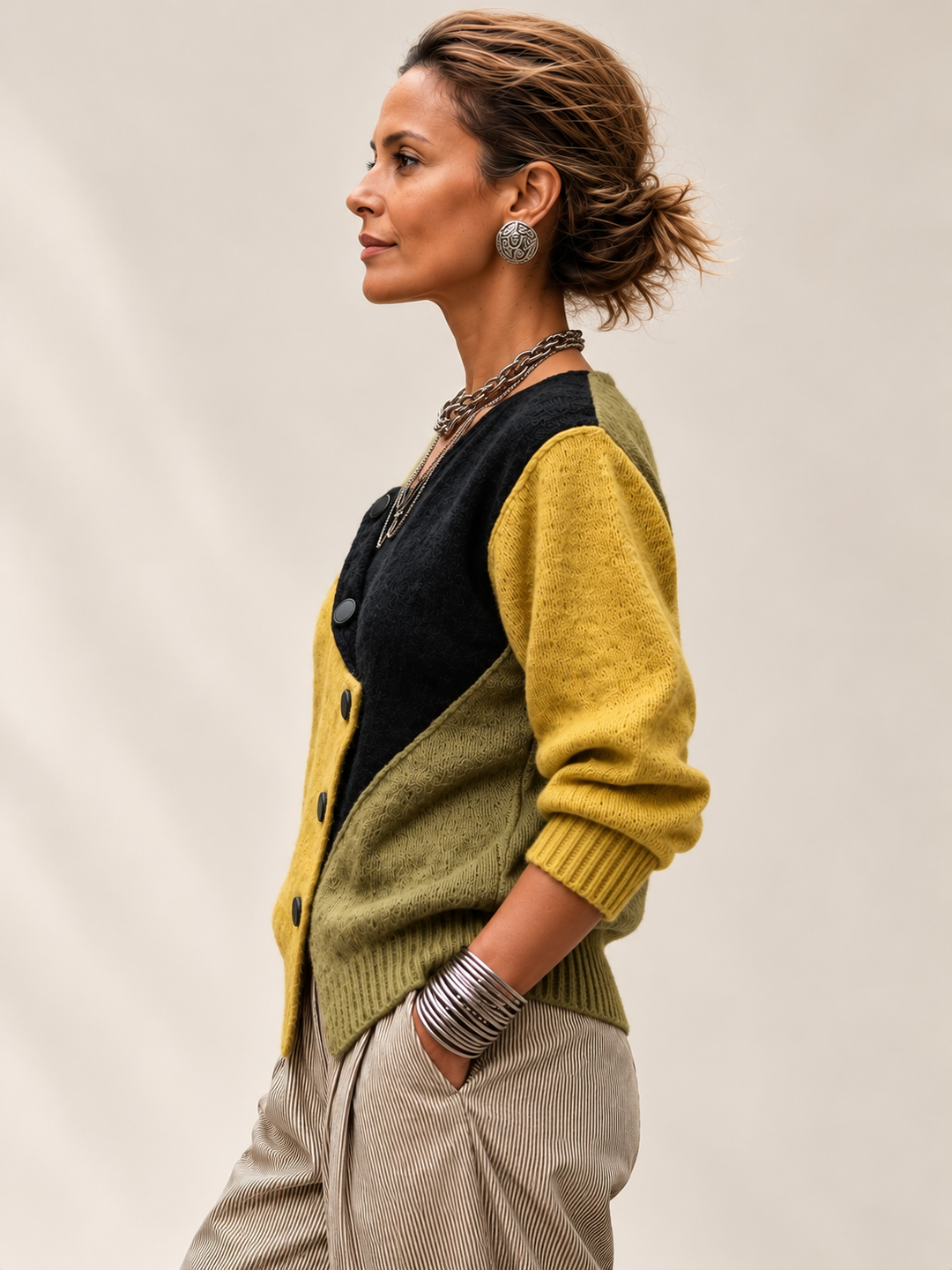 Ismay - Asymmetrischer Cardigan mit Knopfleiste