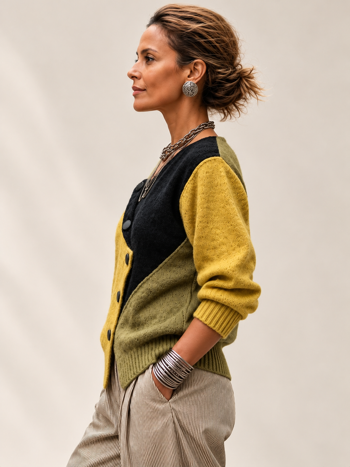 Ismay - Asymmetrischer Cardigan mit Knopfleiste