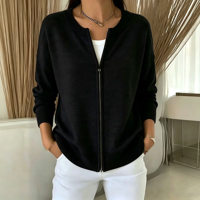 Xyla - Locker geschnittener Cardigan mit Reißverschluss