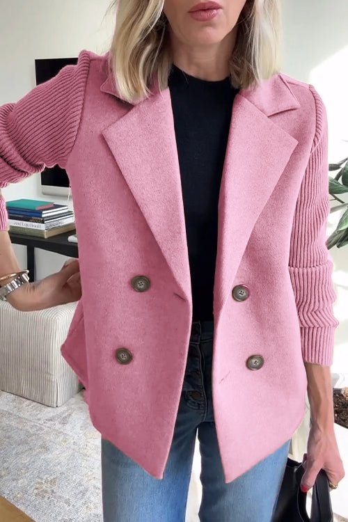Ebba - Zweireihiger Blazer mit Strickärmeln