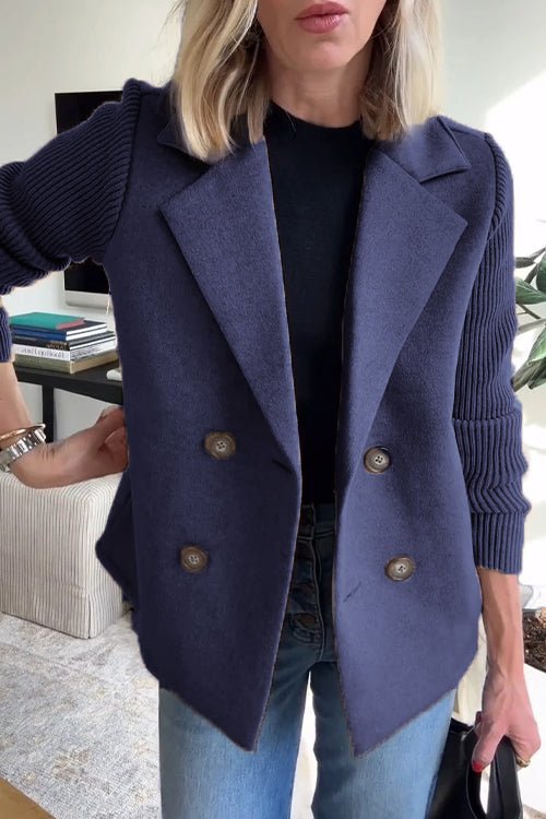 Ebba - Zweireihiger Blazer mit Strickärmeln