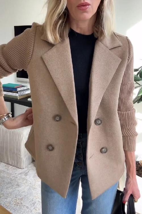 Ebba - Zweireihiger Blazer mit Strickärmeln