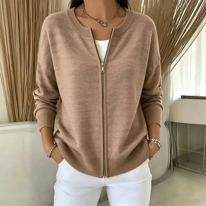 Xyla - Locker geschnittener Cardigan mit Reißverschluss