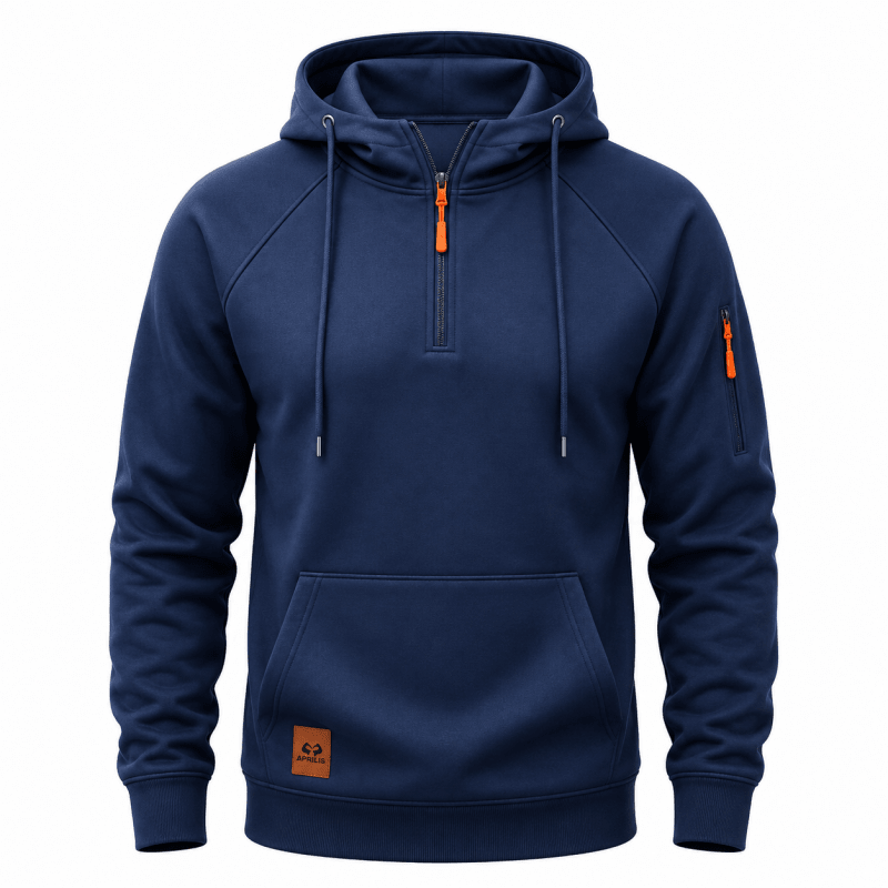 Zeke - Sweatshirt mit Viertelreißverschluss und Kapuze