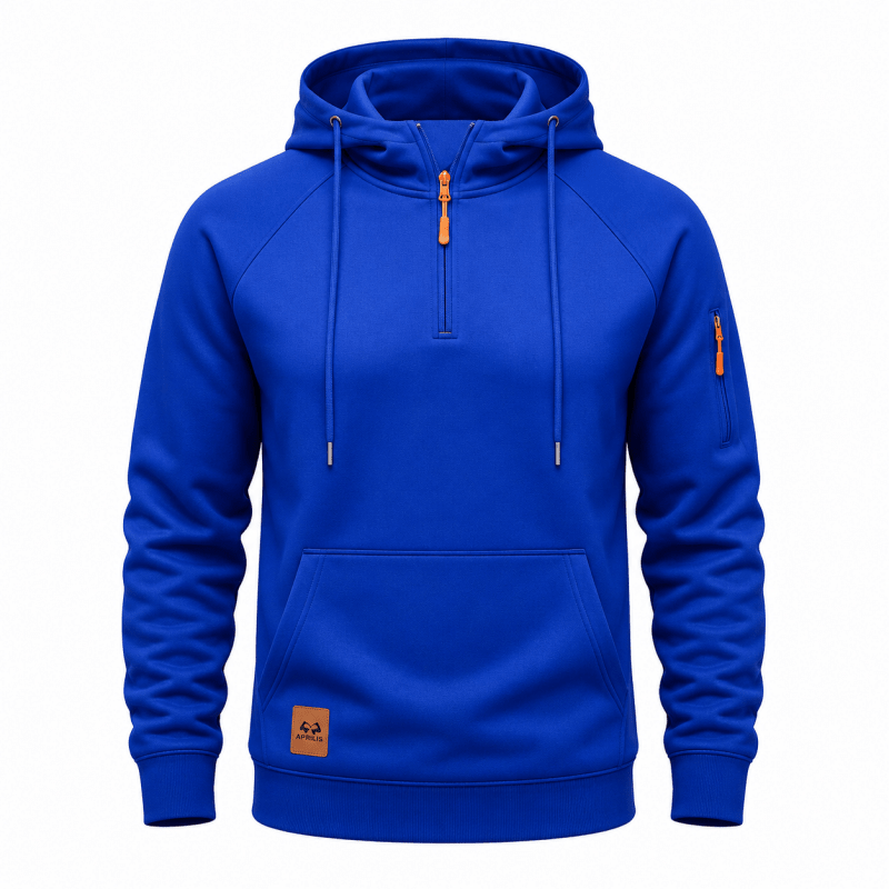 Zeke - Sweatshirt mit Viertelreißverschluss und Kapuze