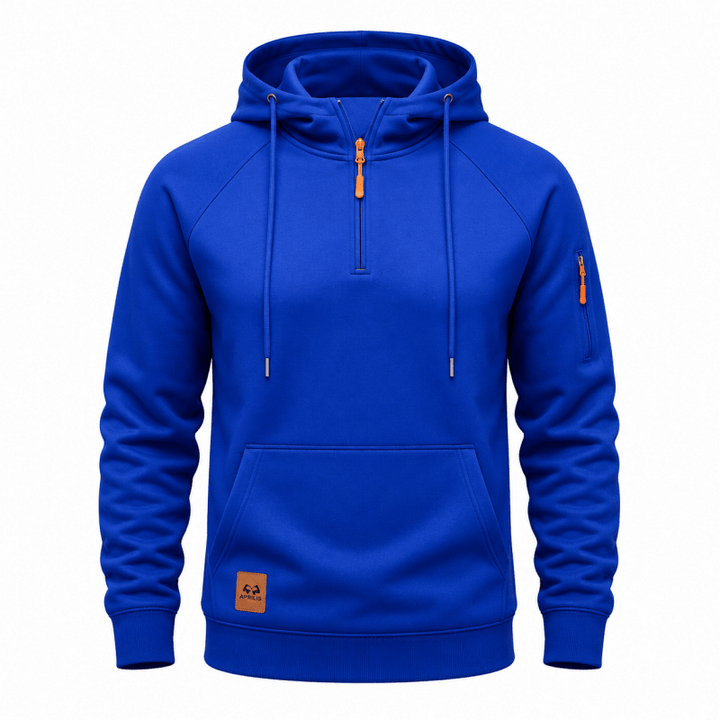 Zeke - Sweatshirt mit Viertelreißverschluss und Kapuze