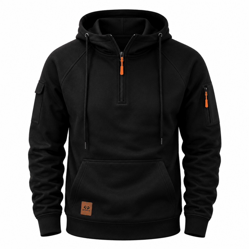 Zeke - Sweatshirt mit Viertelreißverschluss und Kapuze