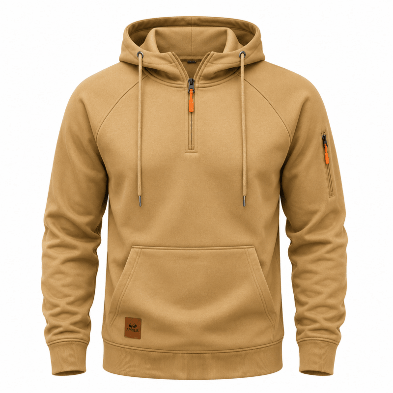 Zeke - Sweatshirt mit Viertelreißverschluss und Kapuze