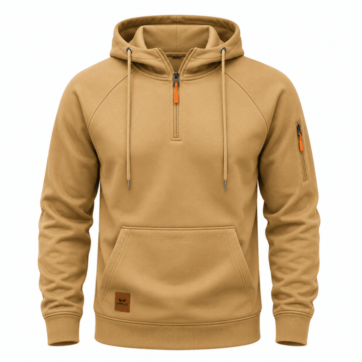Zeke - Sweatshirt mit Viertelreißverschluss und Kapuze