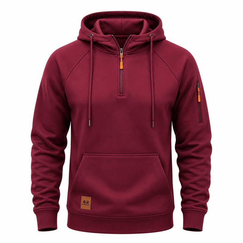 Zeke - Sweatshirt mit Viertelreißverschluss und Kapuze