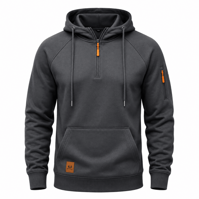 Zeke - Sweatshirt mit Viertelreißverschluss und Kapuze
