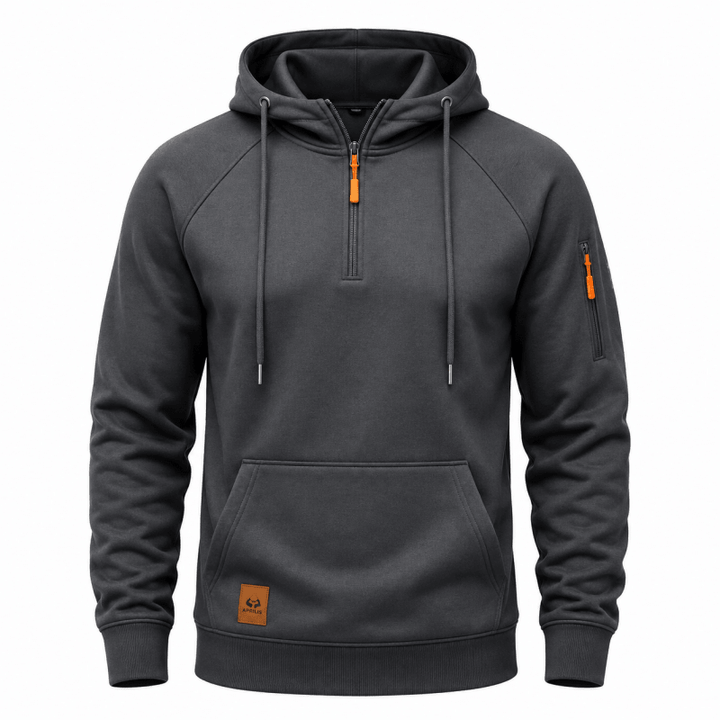 Zeke - Sweatshirt mit Viertelreißverschluss und Kapuze