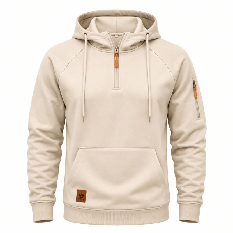 Zeke - Sweatshirt mit Viertelreißverschluss und Kapuze