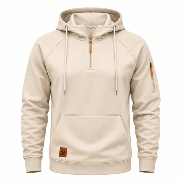 Zeke - Sweatshirt mit Viertelreißverschluss und Kapuze