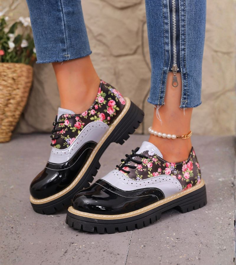 Dagna - Premium Oxford-Schuhe mit floralem Muster