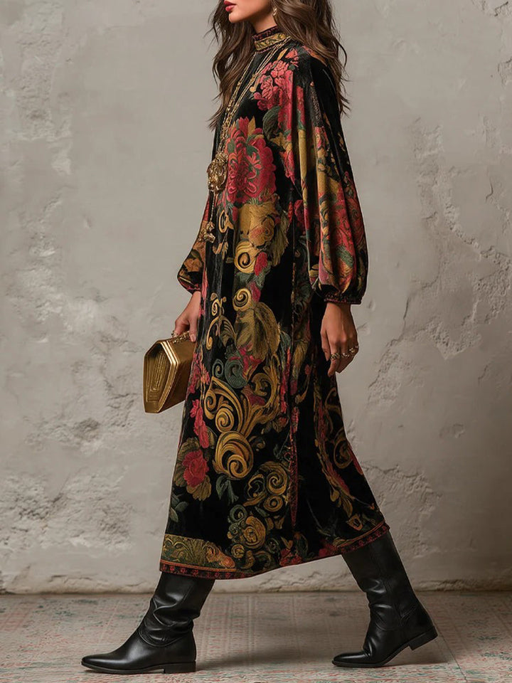 Gwenno - Luxuriöses bedrucktes Midikleid