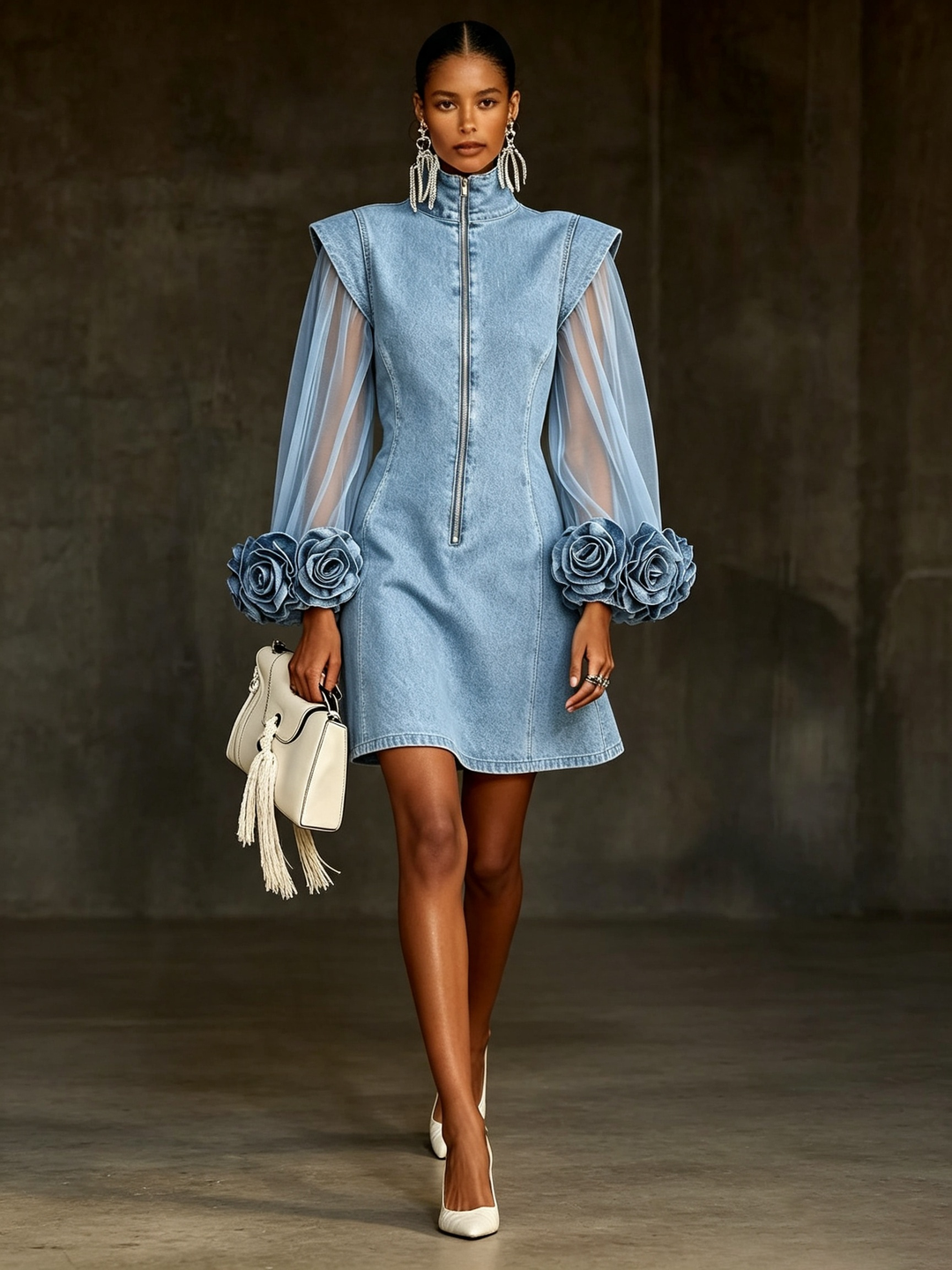 Eadie - Minikleid mit Blumenärmeln