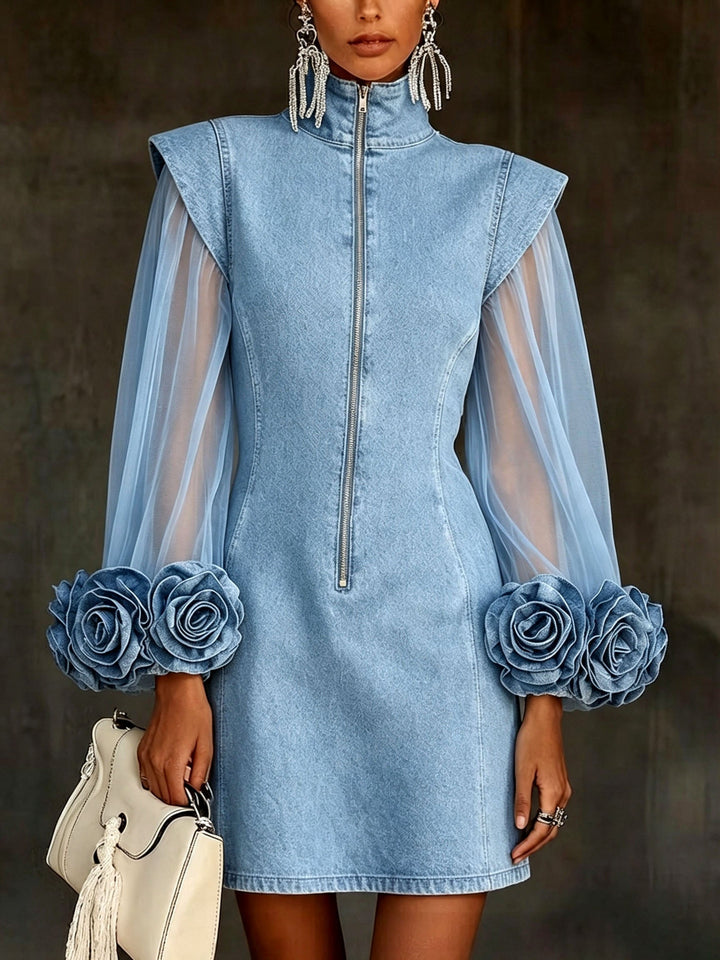Eadie - Minikleid mit Blumenärmeln