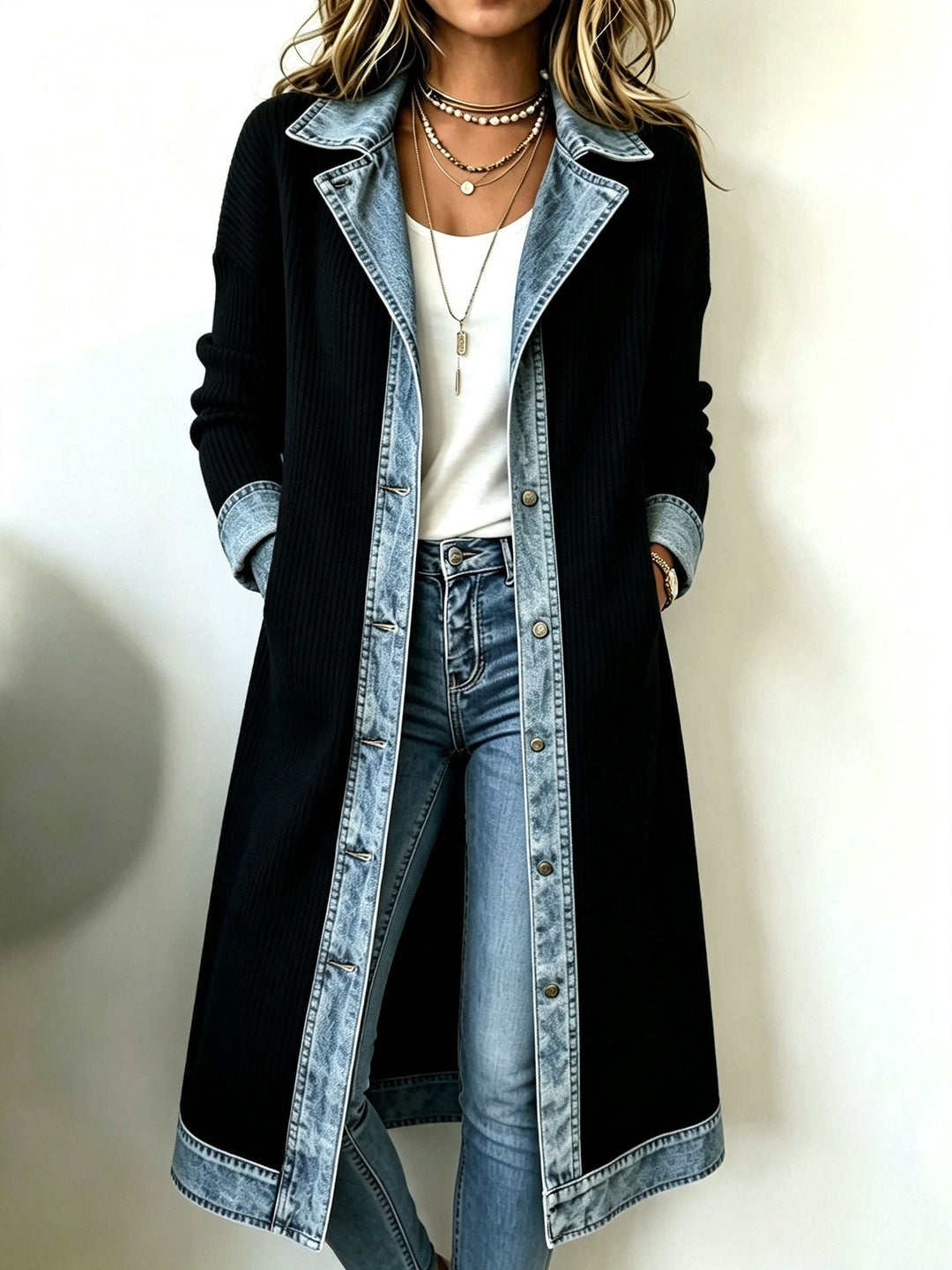 Odelia - Langer, strukturierter Cardigan