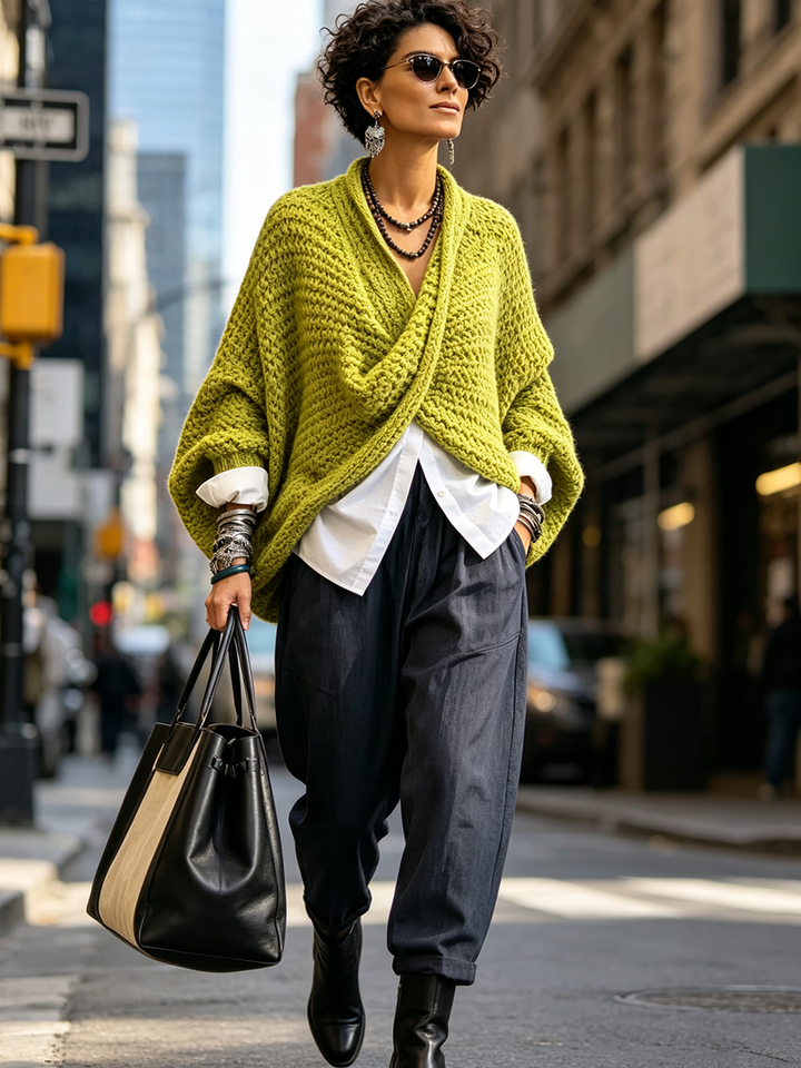Orelle - Strukturiertes V-Ausschnitt-Sweatshirt