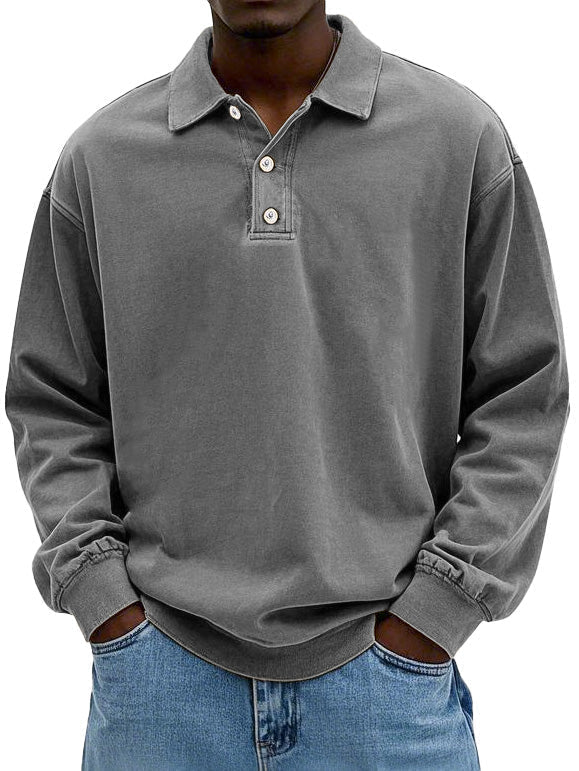 Brychan - Langarm-Poloshirt mit Vintage-Waschung