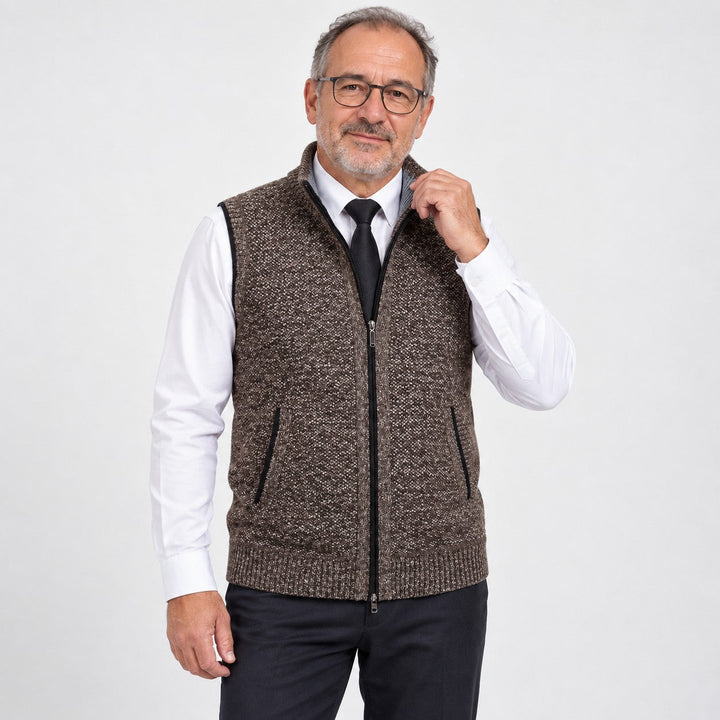 Flossie - Strickgilet im Lagen-Look mit durchgehendem Reißverschluss