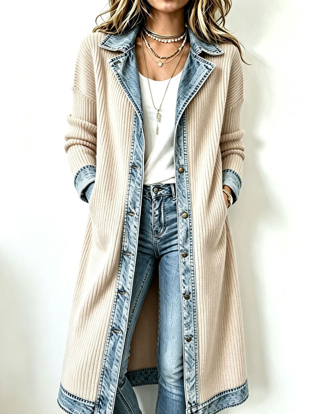 Odelia - Langer, strukturierter Cardigan