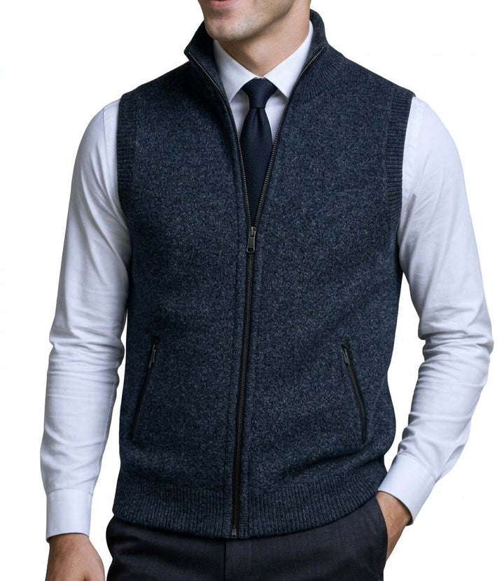 Flossie - Strickgilet im Lagen-Look mit durchgehendem Reißverschluss