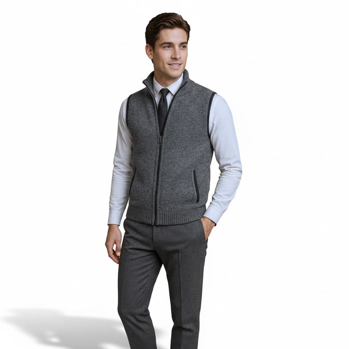 Flossie - Strickgilet im Lagen-Look mit durchgehendem Reißverschluss