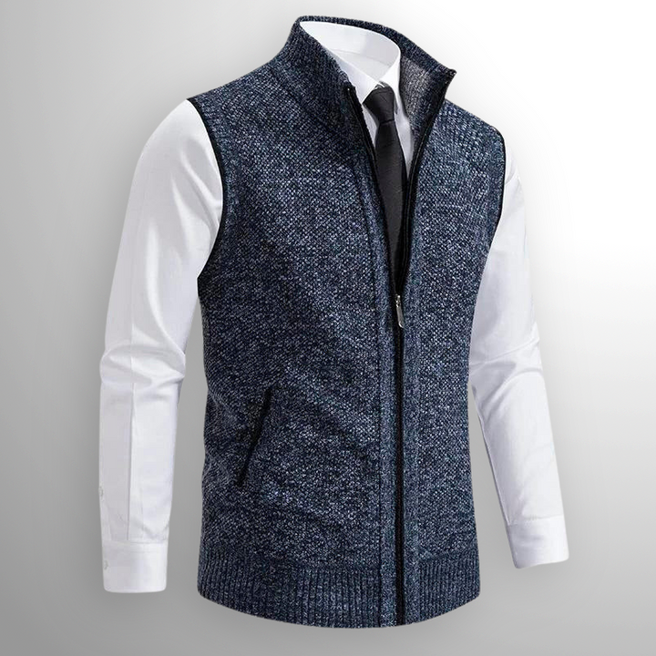 Flossie - Strickgilet im Lagen-Look mit durchgehendem Reißverschluss